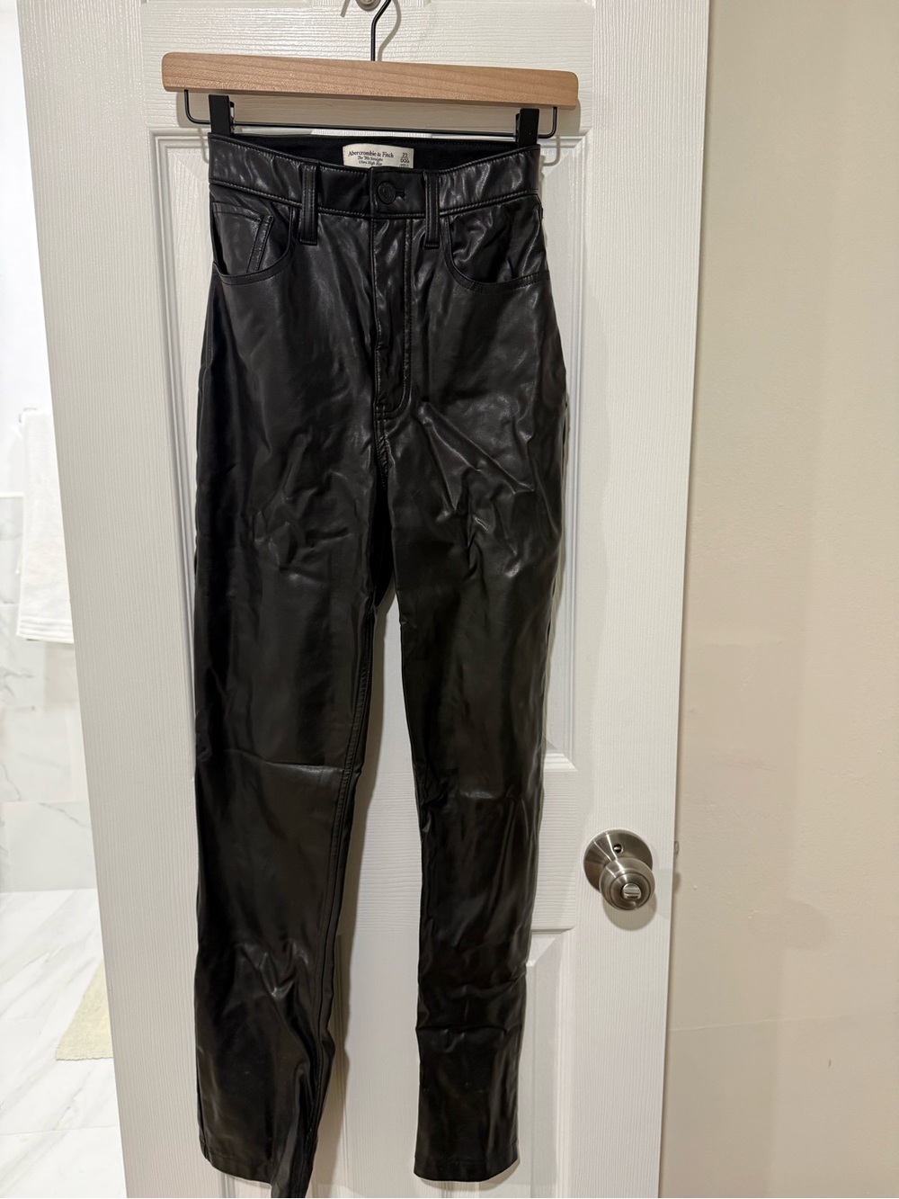 Abercrombie & Fitch Black Faux Leather High-Rise Pants
